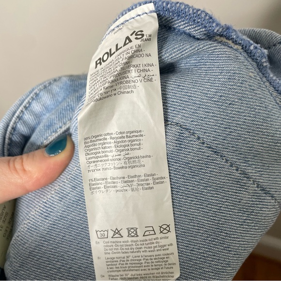 NWT ROLLA’S Sailor Jean Wide Leg High Rise Bluebird Organic Cotton Blue Size 31 - Picture 10 of 10